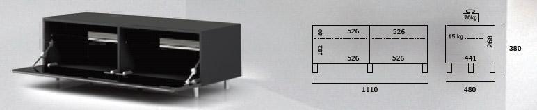 Тумбы под телевизор Just Racks JRL1100-R черное стекло-черный артикул X33942347-1