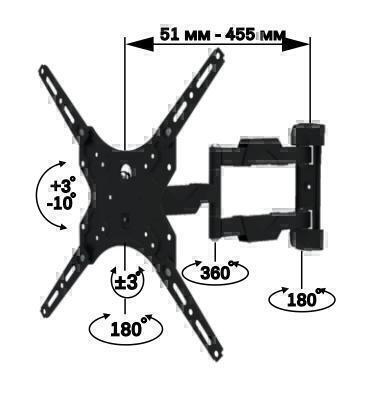 Крепления для телевизоров Металлдизайн (Metaldesign) MD 3325 черный артикул X33929614-1