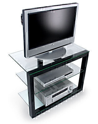 Metaldesign MD 410 extra slim прозрачное стекло-черный каркас Тумба под телевизор артикул X33965058-1-2