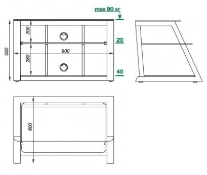 Metaldesign MD 430 черное стекло-черный каркас Тумбы под телевизор артикул X33964875-1-3