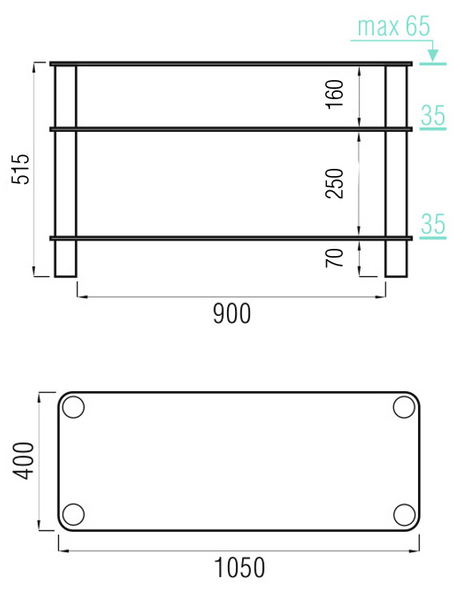 Metaldesign MD 507 plazma серебристые ножки - прозрачное стекло Тумба под телевизор артикул X33964504-1-2