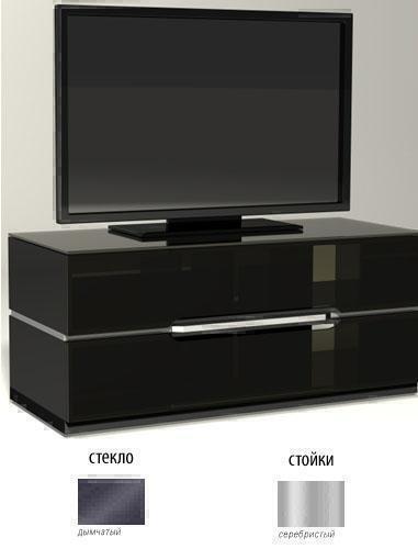 Metaldesign MD 555.1220 Planima Дымчатый фасад, черные стойки, Тумба под телевизор артикул X33964033-1
