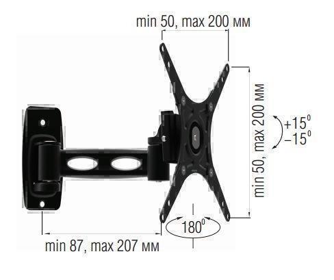 Крепления для телевизоров Металлдизайн (Metaldesign) MD 3341 3D черный артикул X33929571-1