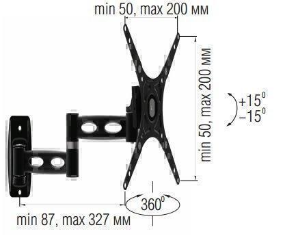 Крепления для телевизоров Металлдизайн (Metaldesign) MD 3343 3D черный артикул X33929550-1