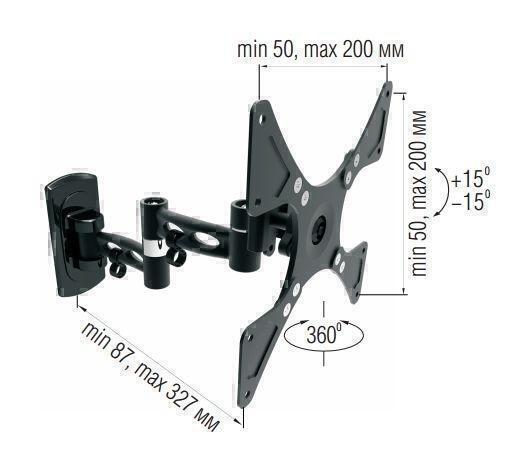Крепления для телевизоров Металлдизайн (Metaldesign) MD 3344 3D черный артикул X33929539-1