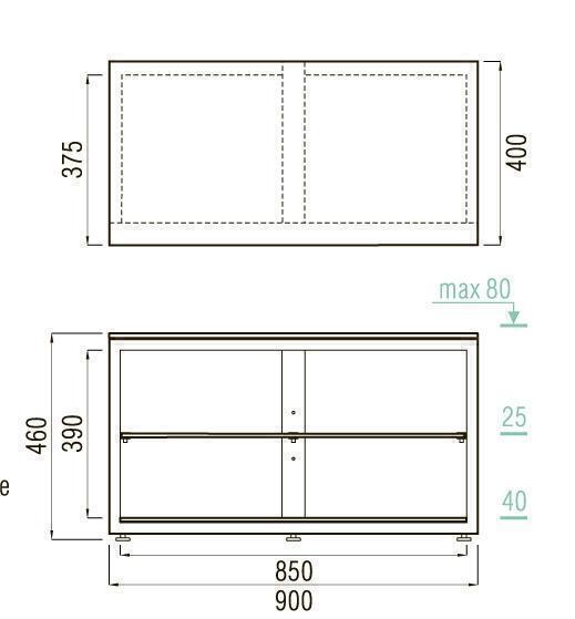 Metaldesign MD 410 extra slim прозрачное стекло-черный каркас Тумба под телевизор артикул X33965058-1-3