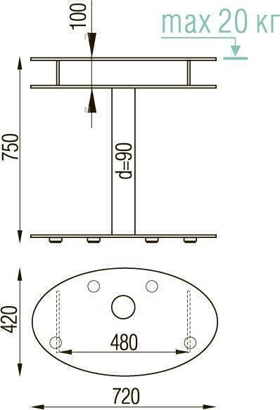 Тумбы под телевизор Металлдизайн (Metaldesign) MD 415-750 дымчатое стекло-алюминий артикул X33964916-1-2