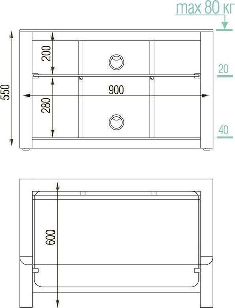 Metaldesign MD 430 черное стекло-черный каркас Тумбы под телевизор артикул X33964875-1-2