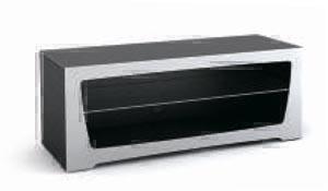 Metaldesign MD 520.1010 дымчатое стекло - черный корпус - белый фасад, Тумба под телевизор артикул X33964282-1