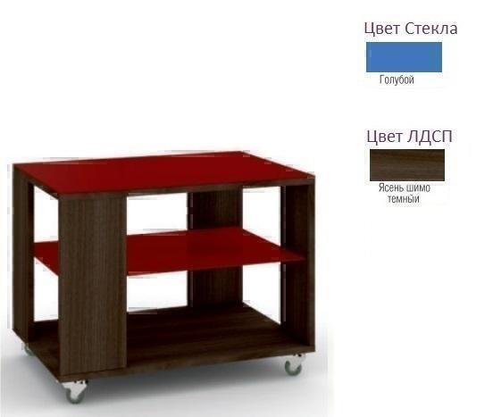 Тумбы, комоды, журнальные столики Металлдизайн (Metaldesign) Смарт MD 733 голубое стекло-ясень шимо темный артикул X33931455-1