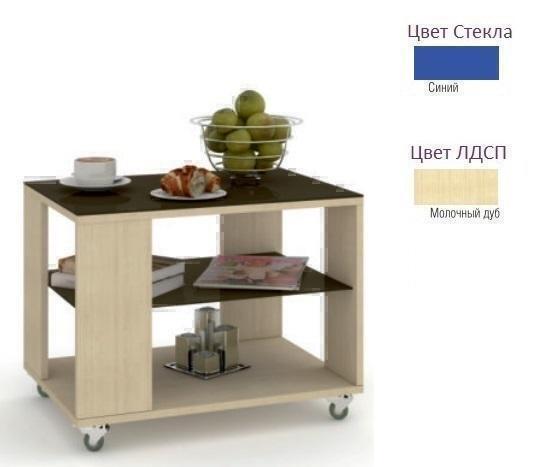 Тумбы, комоды, журнальные столики Металлдизайн (Metaldesign) Смарт MD 733 синее стекло-молочный дуб артикул X33931355-1