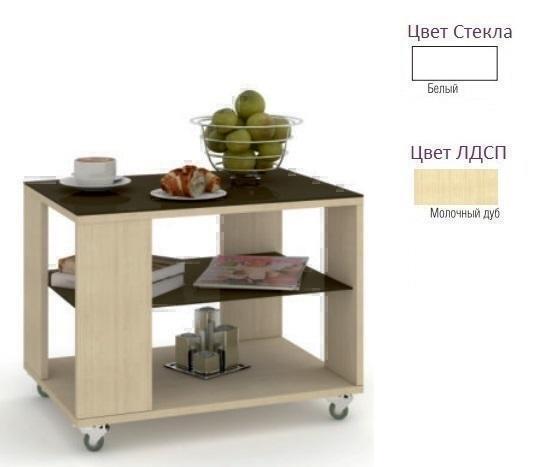 Тумбы, комоды, журнальные столики Металлдизайн (Metaldesign) Смарт MD 733 белое стекло-молочный дуб артикул X33931531-1