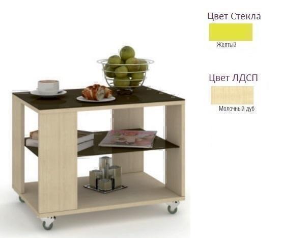 Тумбы, комоды, журнальные столики Металлдизайн (Metaldesign) Смарт MD 733 желтое стекло-молочный дуб артикул X33931448-1