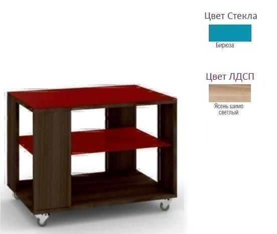 Тумбы, комоды, журнальные столики Металлдизайн (Metaldesign) Смарт MD 733 бирюзовое стекло-ясень шимо светлый артикул X33931508-1