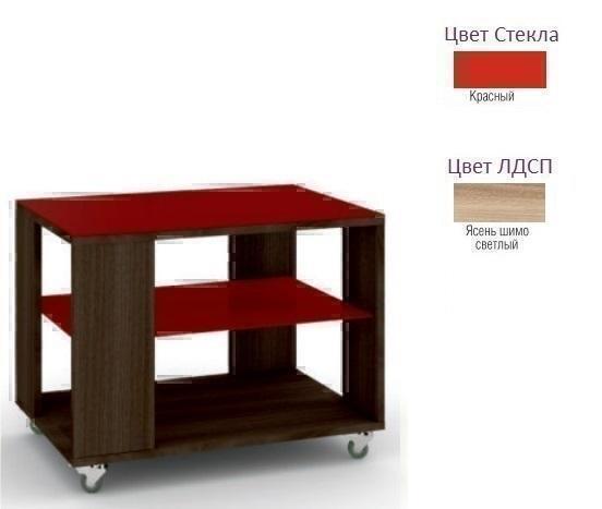 Тумбы, комоды, журнальные столики Металлдизайн (Metaldesign) Смарт MD 733 красное стекло-ясень шимо светлый артикул X33931425-1