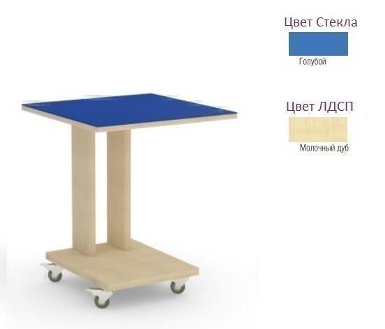 Тумбы, комоды, журнальные столики Металлдизайн (Metaldesign) Смарт MD 745 голубое стекло-молочный дуб артикул X33930547-1