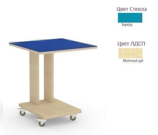 Тумбы, комоды, журнальные столики Металлдизайн (Metaldesign) Смарт MD 745 бирюзовое стекло-молочный дуб артикул X33930602-1