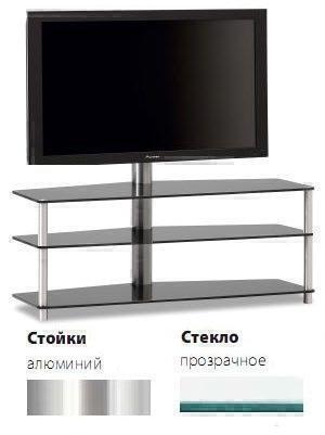 Тумбы под телевизор с креплением Spectral PL172 прозрачное стекло-алюминий артикул X33933680-1