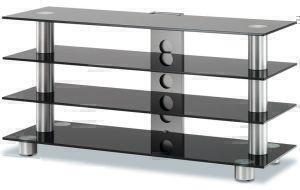 Тумбы под телевизор Spectral S104 черное стекло-алюминий артикул X33938975-1