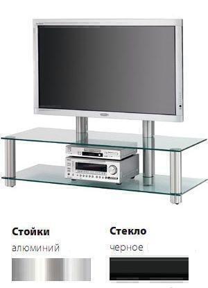 Тумбы под телевизор с креплением Spectral S 141 черное стекло-алюминий артикул X33933404-1