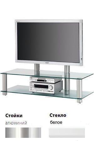 Тумбы под телевизор с креплением Spectral S141 белое стекло-алюминий артикул X33933393-1