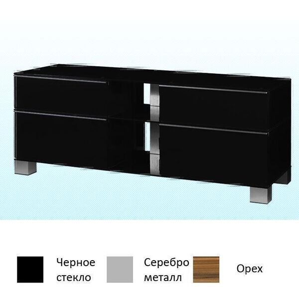 Тумбы под телевизор Sonorous MD 9220 черное стекло-серебро-орех артикул X33940868-1