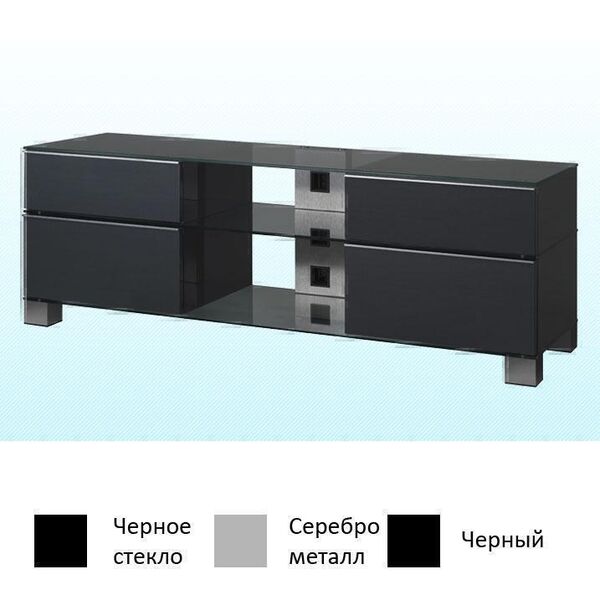 Тумбы под телевизор Sonorous MD 9240 черное стекло-серебро-черный артикул X33940819-1