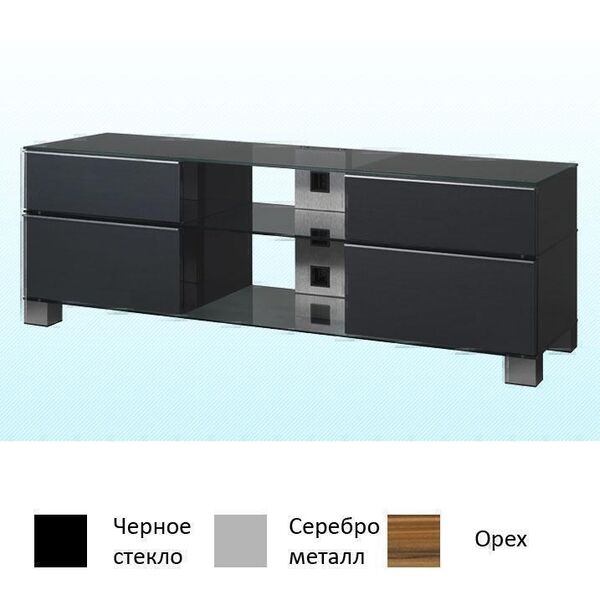 Тумбы под телевизор Sonorous MD 9240 черное стекло-серебро-орех артикул X33940828-1