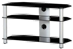 Тумбы под телевизор Sonorous NEO 390 черное стекло-серебристый артикул X33958394-1