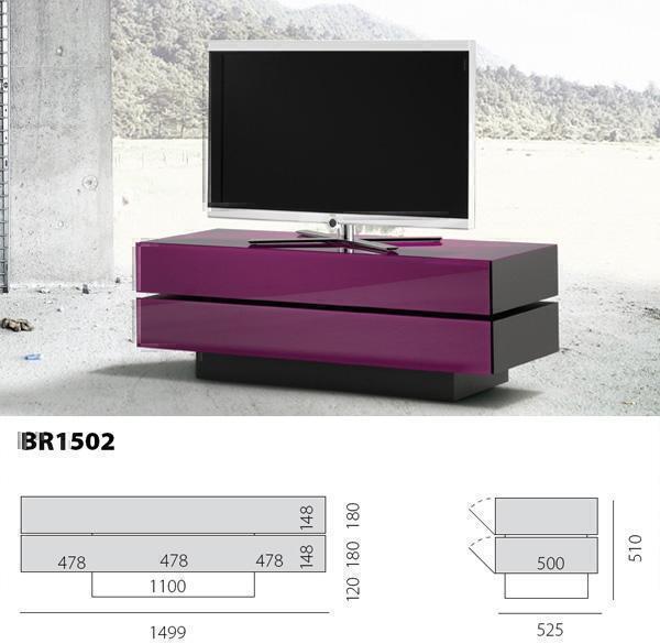 Тумбы под телевизор Spectral BR1502 V2 черное стекло-черный артикул X33940016-1