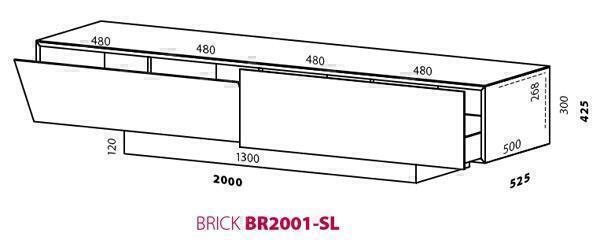 Тумбы под телевизор Spectral BR1201-SL черное стекло-черный артикул X33940081-1