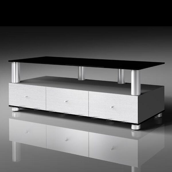 Тумбы под телевизор Spectral CL1580 черное стекло-алюминий артикул X33939809-1