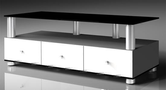 Тумбы под телевизор Spectral CL1580 черное стекло-белый артикул X33939799-1
