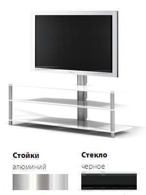 Тумбы под телевизор с креплением Spectral PL182 черное стекло-алюминий артикул X33933614-1