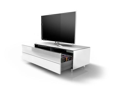 Тумбы под телевизор Spectral SC1100-SL белое стекло-алюминий артикул X33938879-1