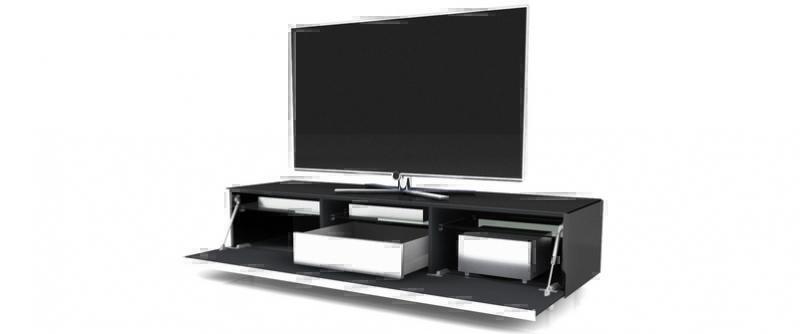 Тумбы под телевизор Spectral SC1650-SP черное стекло-алюминий артикул X33938766-1