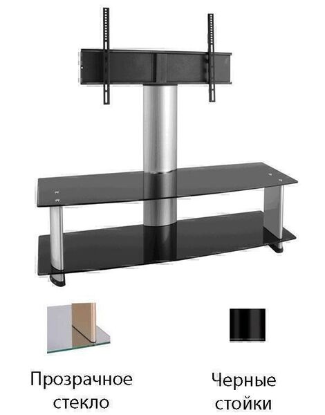 Тумбы под телевизор с креплением Ultimate PD 1244 clear-black артикул X33932960-1